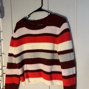 Striped Women's Sweater - Pink, White, Burgundy